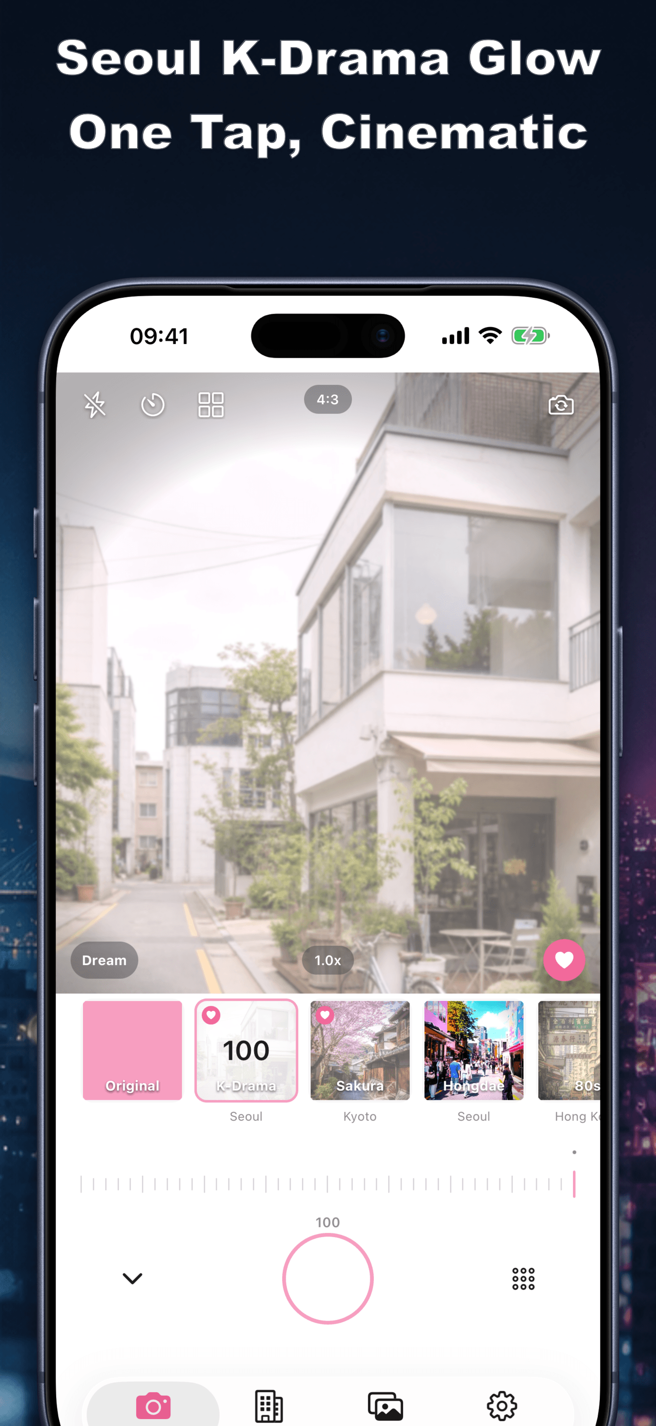City Camera viewfinder with the Seoul K-Drama look applied