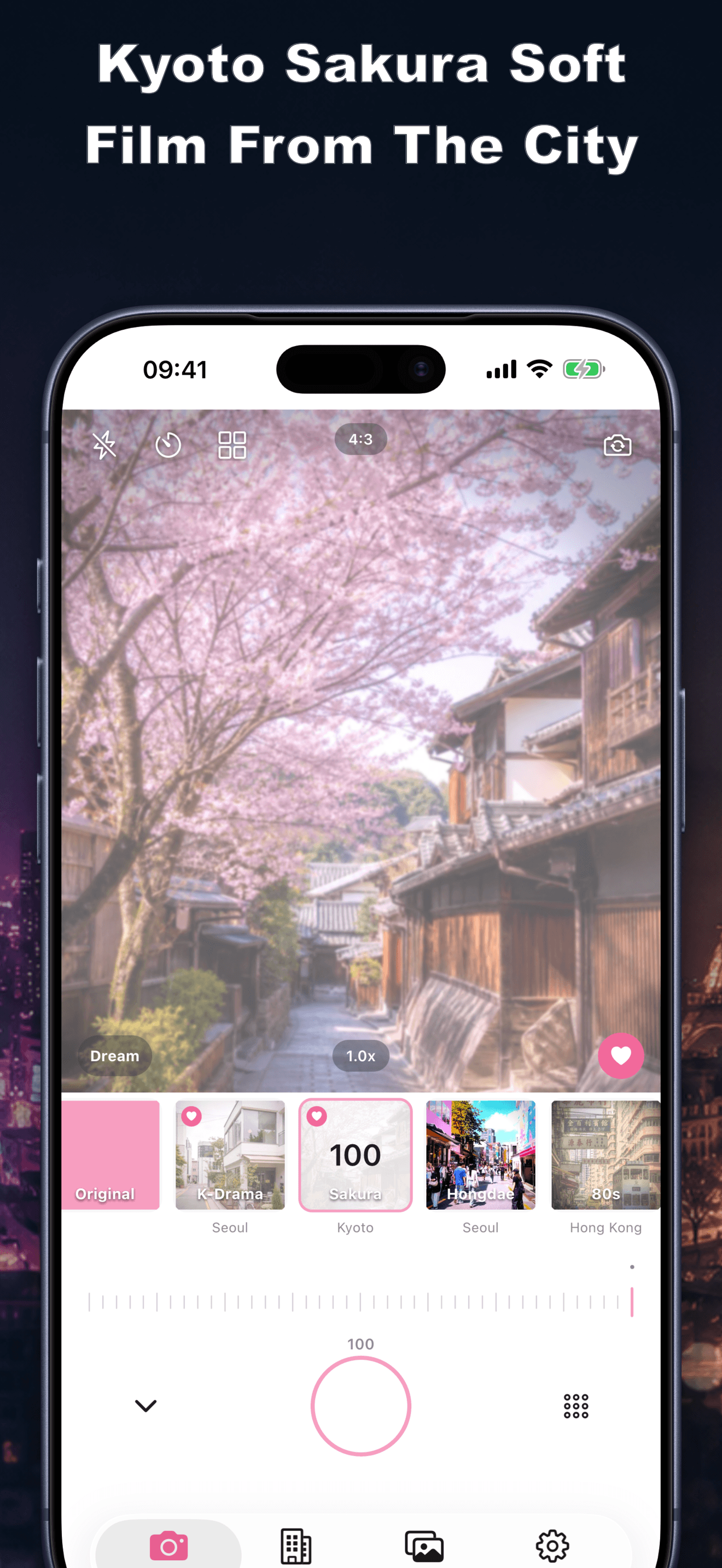 City Camera applying the Kyoto Sakura look in the viewfinder