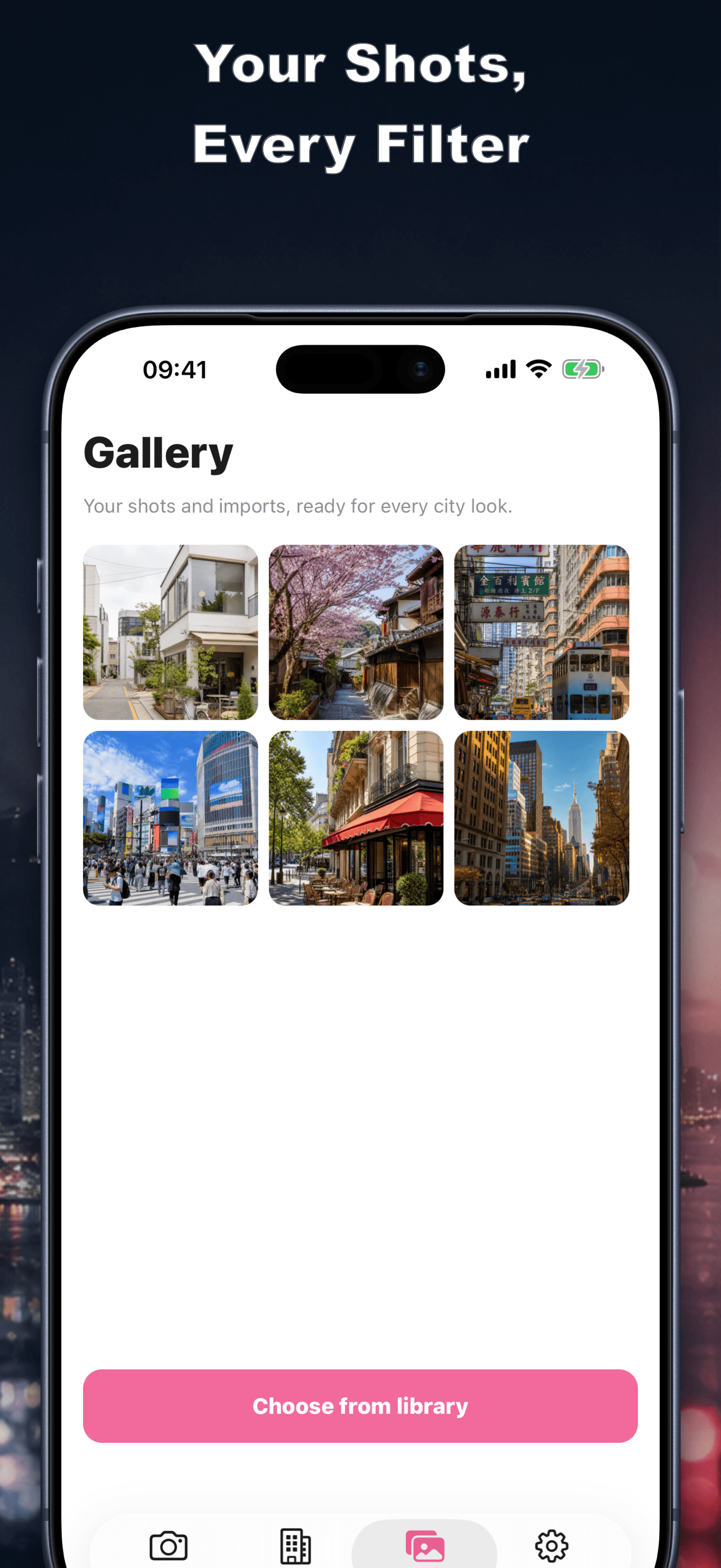 City Camera in-app gallery of filtered photos